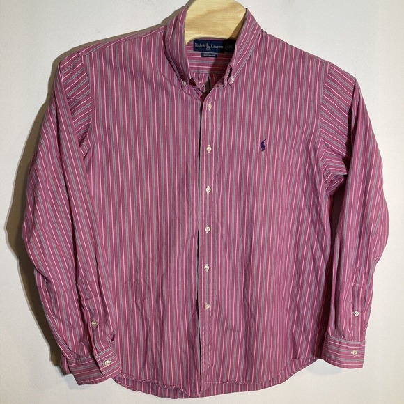 Ralph Lauren Men’s XXL Custom Fit Button Down Shirt Pink Striped Cotton - Picture 3 of 5